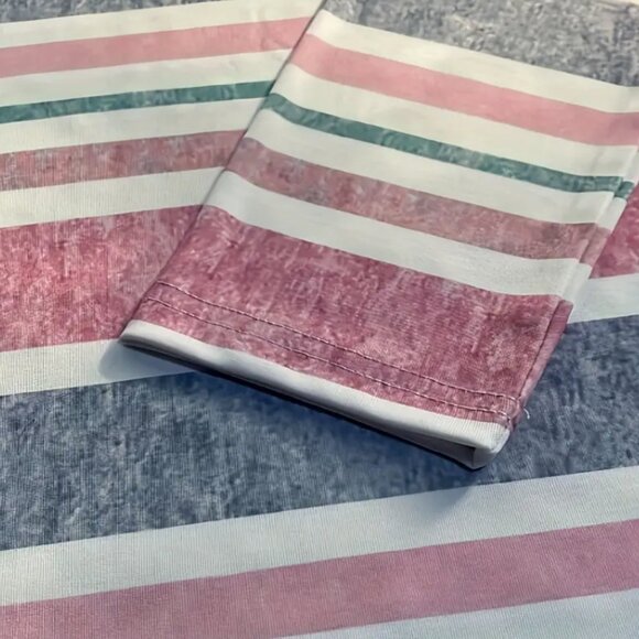 Medium(6) Stripe Print Cross Front T-Shirt, Casual Long Sleeve Top - Picture 5 of 5